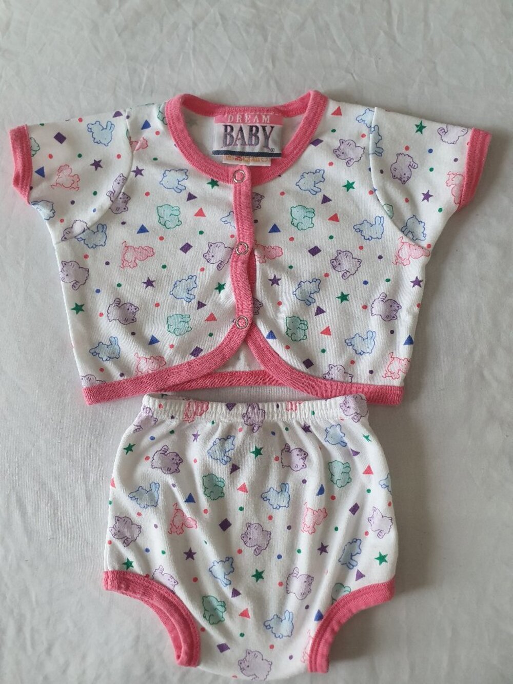Vintage Dream Baby 2-Piece Diaper Cover Set Pastel Animals - Size 3/6 Months